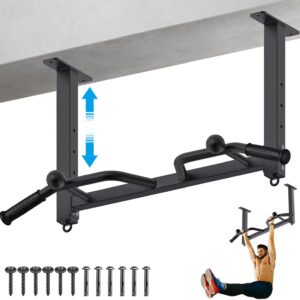Kipika 32″ Ceiling Mounted Pull Up Bar – Heavy Duty, Highly Adjustable, Multifunctional Chin Up Bar – Home Gym System with Punching Bag Hanger and Resistance Bands Training