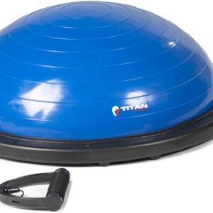 Titan Fitness Blue Balance Ball Trainer with Resistance Bands and Foot Pump, 23.5″ Diameter Inflatable Yoga Ball for Home Gym Workouts, Resistance Exercises, Balance Core Strength Training