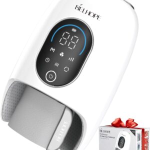 Hand Massager with 9 Modes and 4 Heating Options for Hot and Cold Therapy Hand and Wrist Massager for Arthritis and Carpal Tunnel Relief, Hand Massager with Heat and Compression, White