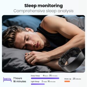 Smart Ring for Men Women Health Tracker with Heart Rate, Blood Oxygen, Blood Pressure, Sleep Monitoring, Fitness Step Tracking, IP69 Waterproof Rings for iPhone and Android,Up to 7-Day Battery Size 13