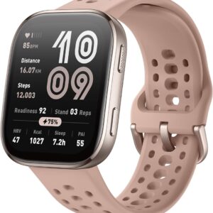 Amazfit Bip 6 Smart Watch 46mm, 14 Day Battery, 1.97″ AMOLED Display, GPS & Free Maps, AI, Bluetooth Call & Text, Health, Fitness & Sleep Tracker, 140+ Workout Modes, 5 ATM Water-Resistance, Blush