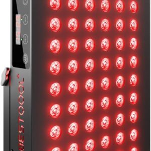 BestQool Red Light Therapy, Dual Chip Clinical Grade LED Device with Near-Infrared Light 660nm 850nm High Power Panel, Ideal for Body, Face, Recovery, Improve Sleep, Skin Health, 105W (Black 60)