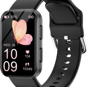 MorePro Health Fitness Tracker with Blood oxy-gen Monitor and 24/7 Heart Rate and Blood Pressure, Sleep Monitor, 120+ Sport Modes Waterproof Fitness Watch for Women Men Android iOS, Black