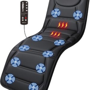 CooCoCo Full Body Massage Mat with Heat, Birthday Gifts for Dad Mom Women Men Husband, 10 Motors Vibrating Massaging Mattress, Massage Chair Pad for Bed, Back Massager for Neck Shoulder