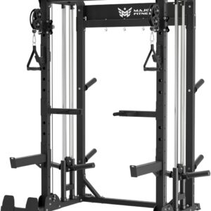 MAJOR FITNESS F22 Multi-Functional Power Rack—1600lbs Capacity All-in-One Squat Rack with Dual Pulley System for Home Gym Strength Training