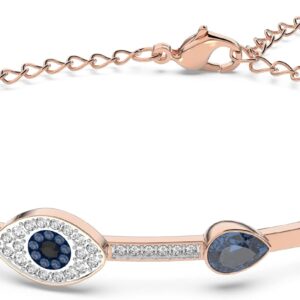 Swarovski Women’s Symbolica Evil Eye Bangle Bracelet, Blue Crystal, Mixed Metal Finish, Medium