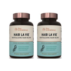 Live Conscious by Hair La Vie Revitalizing Blend Hair Vitamins with Biotin, Collagen and Saw Palmetto (2-Pack)