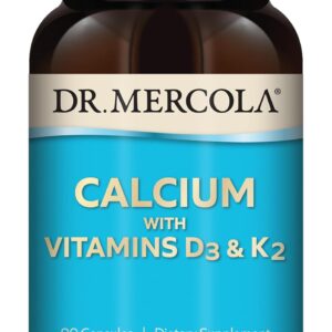 Dr. Mercola Calcium with Vitamins D3 & K2 – Supports Bone & Heart Health* – Calcium with Vitamins D3 & K2 – Eggshell-Derived – Non-GMO, Gluten-Free & Soy Free – 90 Capsules (90 Servings)