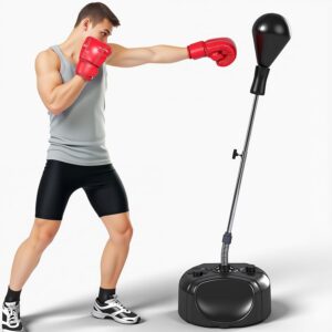 Punching Bag with Stand, Boxing Bag for Teens & Adults -Improves Speed, Reflexes and Endurance – Height Adjustable for Training, Boxing Equipment, Stress Relief and Fitness Speed Bag