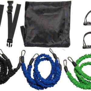 26″ Latex Elastic Resistance Bands for Exercise and Workouts; Includes Nylon Cuffs and Carry Bag