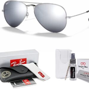 Ray-Ban RB3025 Metal POLARIZED Aviator Sunglasses For Men For Women +BUNDLE with ACCESSORY EYEWEAR KIT