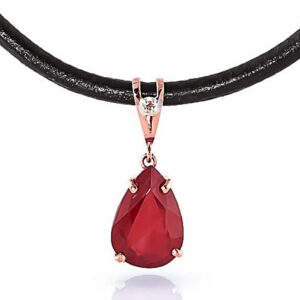 Galaxy Gold GG 5.01 ct 14k Solid Gold Leather Ruby Diamond Collar Necklace 4302