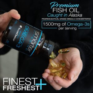 (3 Pack) Smarter Omega 3 Fish Oil, Berry Flavor, Burpless, Tasteless, 2000mg, DHA EPA Triple Strength Brain, Made with AlaskOmega®