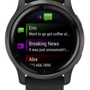 Garmin Venu 2, GPS Smartwatch with Advanced Health Monitoring and Fitness Features, Slate Bezel with Black Case and Silicone Band , 27.9 mm (Renewed)
