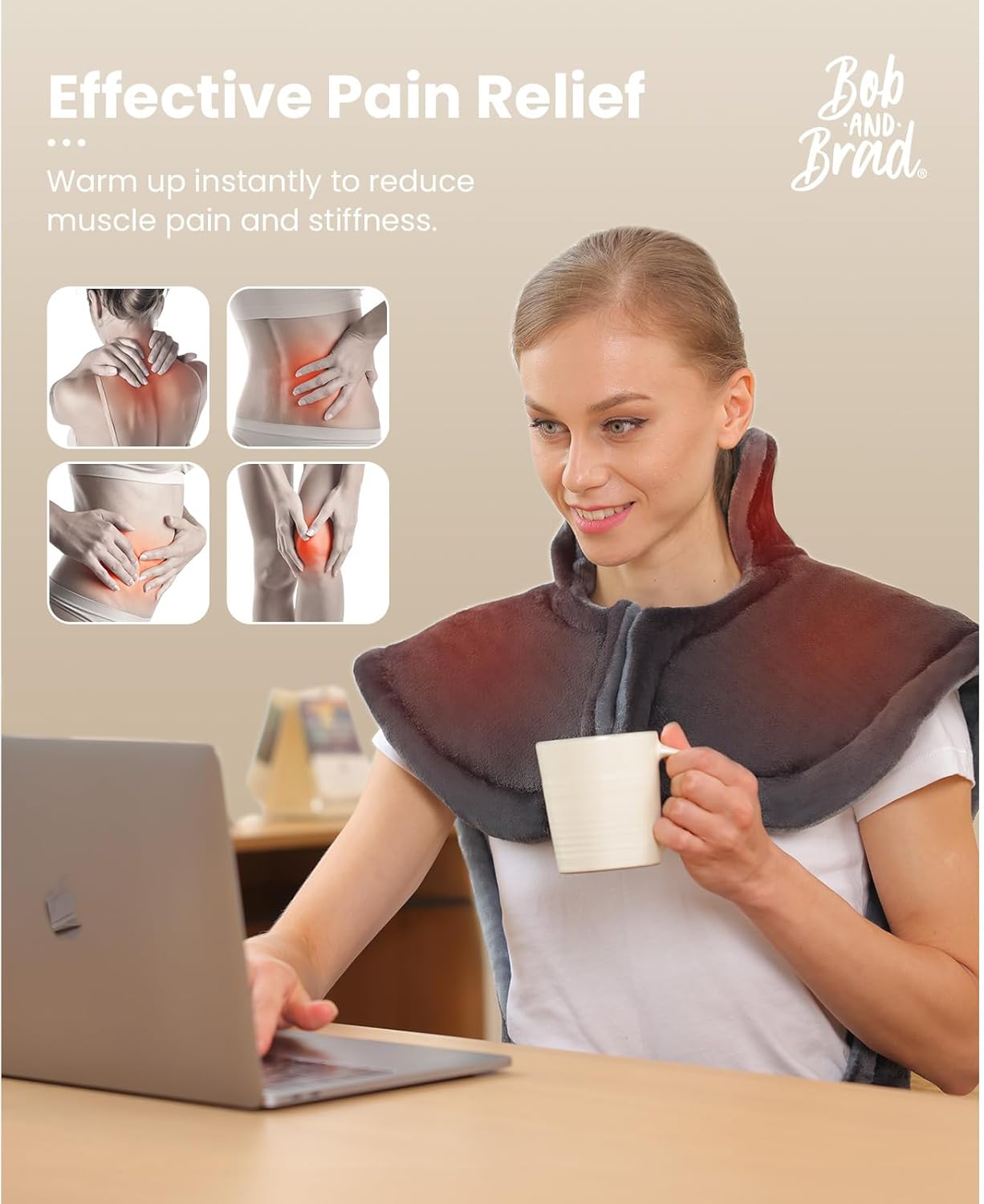 BOB AND BRAD T2 Massage Gun and Electric Heating Pad for Back Neck and Shoulders - Image 6