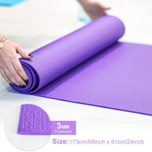Funtery 16 Pack 3 mm Thick Yoga Mat Exercise Workout Mat Non Slip Fitness Pad for Women Gym Home Yoga Pilates