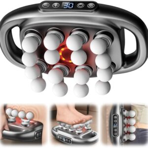 16-Drive 8-Head Massage Gun Deep Tissue, Professional Percussion Massager with 16 Massages Heads, Adjustable Red Light Muscle Tool for Back, Shoulders, Legs, Foot, Body (16 Head)
