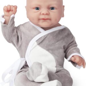 Vollence 18 inch Full Silicone Baby Doll Realistic Newborn Real Lifelike Babies Stress Relief for Adults with Gifts Box & Feeding Bottle – Boy