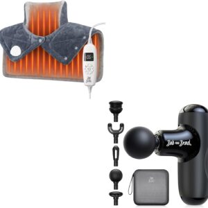 BOB AND BRAD Q2 Mini Massage Gun (Black) and Weighted Heating Pad with Far Infrared Therapy for Neck and Shoulders