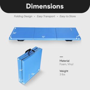 BalanceFrom Fitness GoGym 6′ x 2′ Folding High Density Vinyl 3 Panel Gym Exercise Mat for Yoga, Aerobics, Pilates & Gymnastics, Blue (2 Pack)