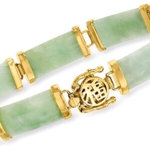 Ross-Simons Jade Good Fortune Bracelet in 18kt Gold Over Sterling