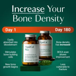 ALGAECAL – Bone Builder Pack for Bone Density, Clinically Supported Plant Based Calcium Supplements & Strontium, Vitamins K2, D3, Magnesium & 16 Minerals, 3-Month Supply, Made in USA