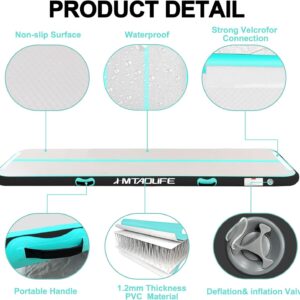 Inflatable Air Gymnastics Mat Tumble Track, 6.6/10/13/16/20ft Tumbling Mat Air Tumbling Track, Air Training Mat with Air Pump for Home/Water Fun/Gym/Yoga/Training/Cheerleading