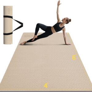 10mm Large Yoga Mat (6’x 4′) – Extra Long and Wide 72 x 48 x 0.4 inches, Non-Slip POE Fitness Mat, Eco-Friendly, Thick Wide Exercise Mat for Home Workouts,Ideal for Yoga and Pilates.