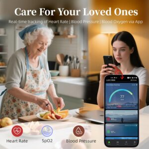 Smart Fitness Ring for Women Men – Health Track Heart Rate, Blood Oxygen, Sleep, Steps, Stress, Skin Temperature, IP68 Waterproof, No Subscription Fee, Compatible with iPhone & Android (Size 7)