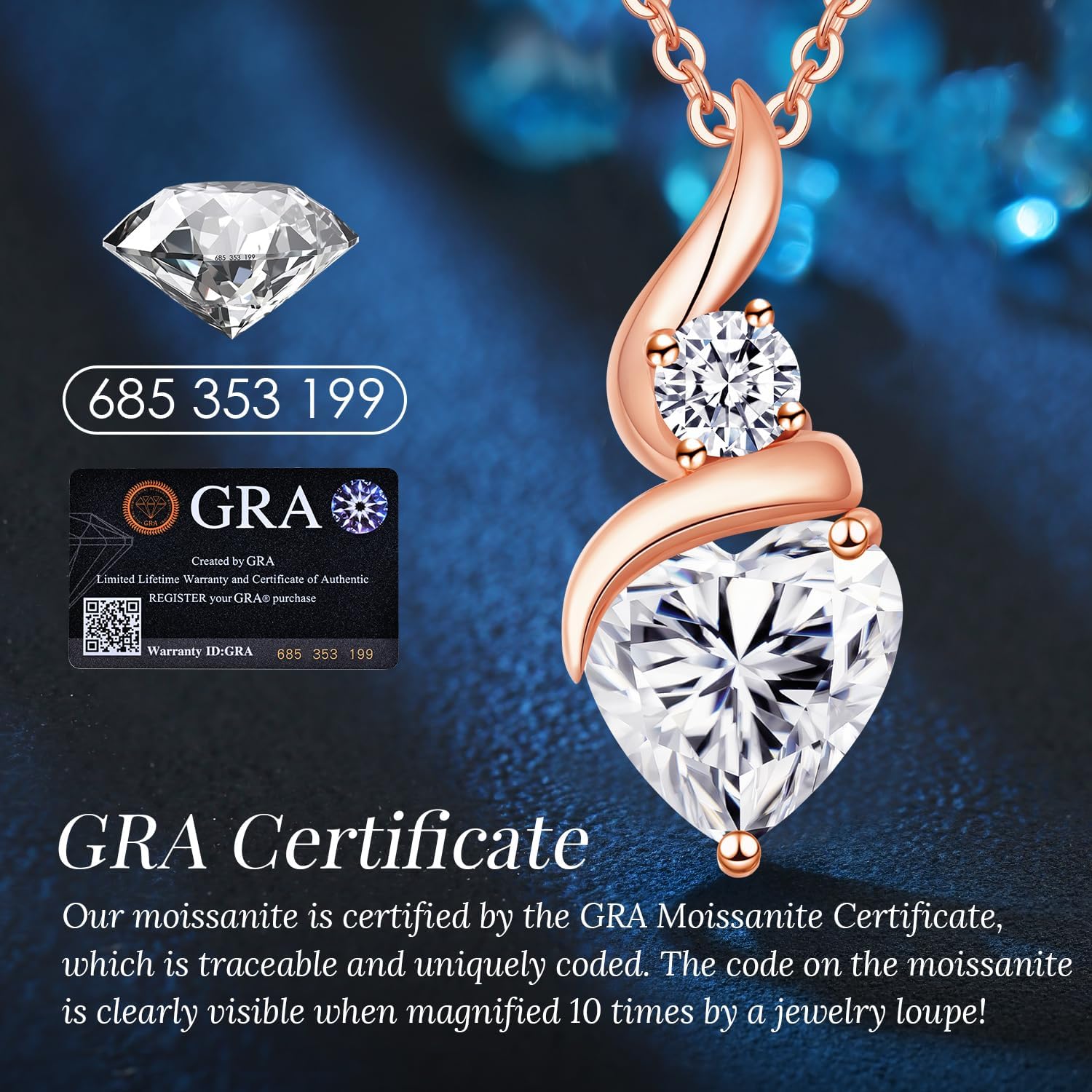 Moissanite Heart Pendant Necklaces for Women,925 Sterling Silver Gold Plating Necklace with Birthstone,Ideal Anniversary Present or Birthday Christmas Valentine Engagements Mothers Day Jewelry Gifts for Mom Wife Her Girlfriend - Image 5