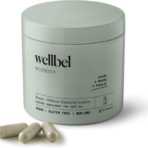 WELLBEL Women + Clean Supplement for Hair, Skin, and Nails, Vegan, Gluten Free, Non GMO 90 Count