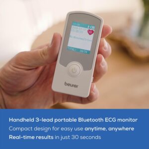 Beurer Cardio Companion EKG Monitor – 3-Lead Portable ECG Machine, Detects Irregular Heart Rhythms, Fast Results in 30 Seconds, Bluetooth with App, Rechargeable Battery, FSA/HSA Eligible, ME75