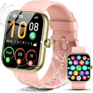 Smart Watch for Men Women (Answer/Make Call), 1.96″ HD Fitness Tracker Running Watch, IP68 Waterproof,Pedometer, Sleep/Step/Activity/Heart Rate Monitor,110+ Sport Mode Smartwatch for iOS Android,Pink