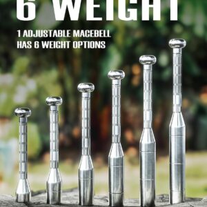 Adjustable Macebell Clubbell for Strength Training, 6/8-in-1 Premium Steel Indian Club for Full Body, Muscles, Shoulder, Grips & Forearms Workouts to Stretching