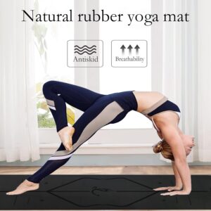 PULANTIYU Essentials Yoga Mat Fitness & Exercise Mat with Easy-Cinch Yoga Mat Carrier Strap and Yoga Bag, Non Slip Exercise Mat for Home Yoga, Pilates, Stretching, Floor & Fitness Workouts, Men and Women,72″ x 24″ x 2/5″,Gray Black