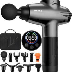 TOLOCO Massage Gun, Massage Gun Deep Tissue, Back Massage Gun for Pain Relief with 12 Heads, Percussion Massage Gun, Grey