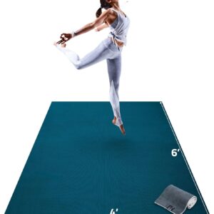 Gorilla Mats Premium Large Yoga Mat – 6′ x 4′ x 8mm Extra Thick & Ultra Comfortable, Non-Slip Barefoot Exercise Mat – Works Great on Any Floor for Stretching, Cardio or Home Workouts
