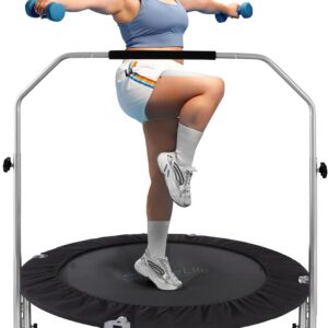 SereneLife 36/40″ Foldable Mini Trampoline – Compact Fitness Trampoline for Kids Adults, Exercise Rebounder with Foam Handle, Indoor/Garden Workout Equipment, Max Load 150/220 lbs