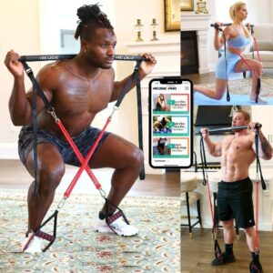 Redge Fit™ Complete Portable Full Body Home Gym Park Workout Set I Resistance Bands for Beginners to Elite Athletes I Pilates bar kit I Train Insane (Improved Quality)