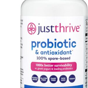 Just Thrive Probiotic & Antioxidant Supplement – 100% Spore-Based Digestive and Immune Support – Gluten Free, 90 Caps