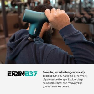 Ekrin Athletics B37v2 Massage Gun – Deep Tissue Massage with High-Powered Brushless Motor – Ergonomic Back Massager for Pain Relief – 5 Speeds, 4 Attachments – Ultra Quiet Hand-Held Massager
