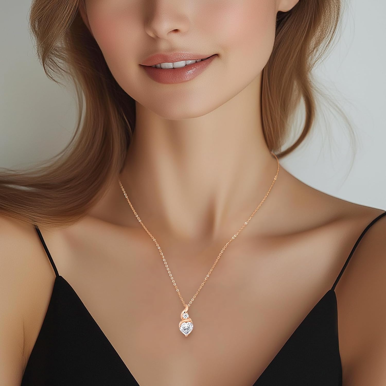 Moissanite Heart Pendant Necklaces for Women,925 Sterling Silver Gold Plating Necklace with Birthstone,Ideal Anniversary Present or Birthday Christmas Valentine Engagements Mothers Day Jewelry Gifts for Mom Wife Her Girlfriend - Image 2