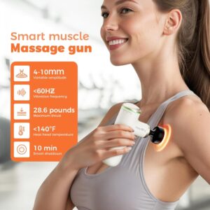 Mini Massage Gun Deep Tissue with 4-10mm Adjustable Amplitude, Portable Percussion Muscle Massager for Pain Relief Muscle Relaxtion with Carry Case for Athletes & Home Use