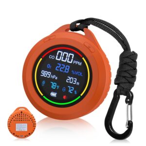 Oxygen Detector,SQECH 6-in-1 Air Oxygen Monitor Measures CO/O2/Temperature/Humidity/Altitude/Atmospheric Pressure,Portable Oxygen Monitor with Alarm & Color Backlight,for Indoor,Camping,RV,Travel