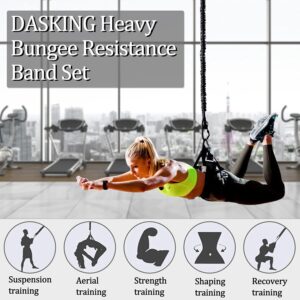 Dasking Heavy Bungee Resistance Band Set Gravity Yoga Bungee Cord Resistance Belt Set 4D Bungee Dance Rope Workout Fitness Home Gym Professional Training Equipment