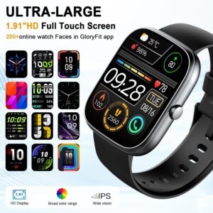 Smart Watch, 1.91″ HD Smartwatch for Men Women (Answer/Make Call), 2025 Fitness Watch Heart Rate/Activity/Step/Sleep Monitor, IP68 Waterproof 110+ Sport Mode, Step Counter Black
