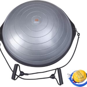 Nice C Balance Ball, Half Ball, Balance Ball, Exercise Workout Trainer, with Resistant Band, Strength Fitness Yoga with Bonus Foot Pump