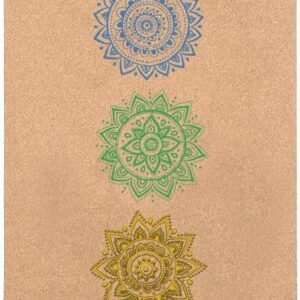 Chakra Cork Yoga mat – Artist Designed, Premium eco Friendly mats, Non Slip, Non Toxic, Great for Regular & Hot Yoga, Pilates and Work Out (72 inch x 24 inch x 3mm Thick)