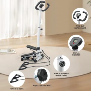 Stepper for Exercise at Home,Adjustable Height for Men Women,Come with Resistance Bands,300LBS MAX Weight Capacity,Stepper with Handlebar for Cardio Workout,