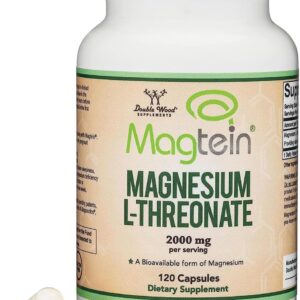 Magnesium L Threonate, Magtein™, Sleep and Cognitive Support – High Absorption – Most Bioavailable Form of Magnesium – 2,000 mg – 120 Capsules